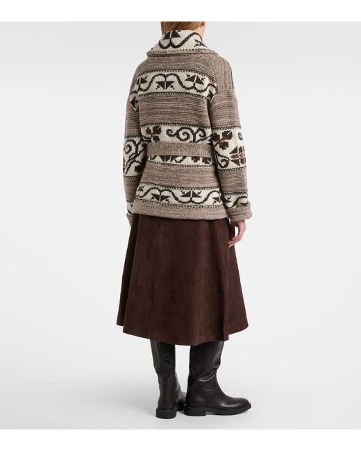 Polo Ralph Lauren Brown Jacquard Wool-Blend Wrap Cardigan
