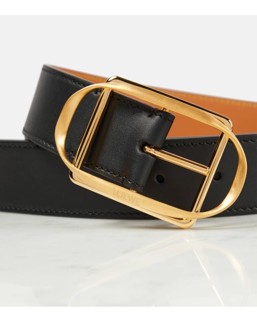 Loewe Black Leather Curved-buckle Belt