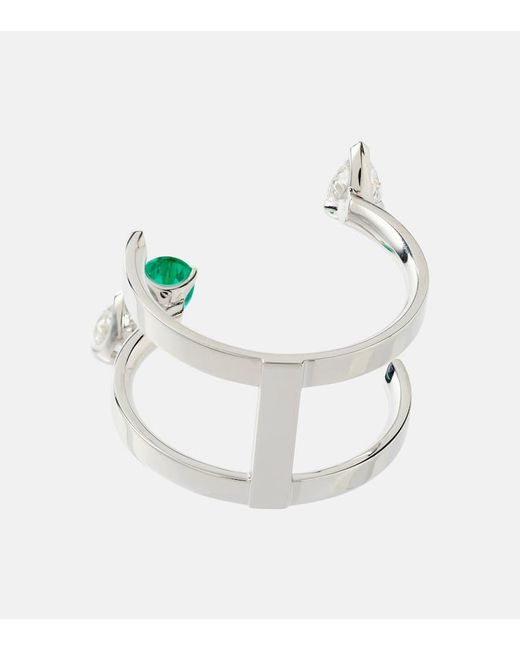 Repossi White Ring Serti Sur Vide aus 18kt Weissgold mit Diamanten und Smaragd