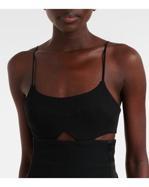 Victoria Beckham Black Cami Cutout Crepe Satin Jumpsuit