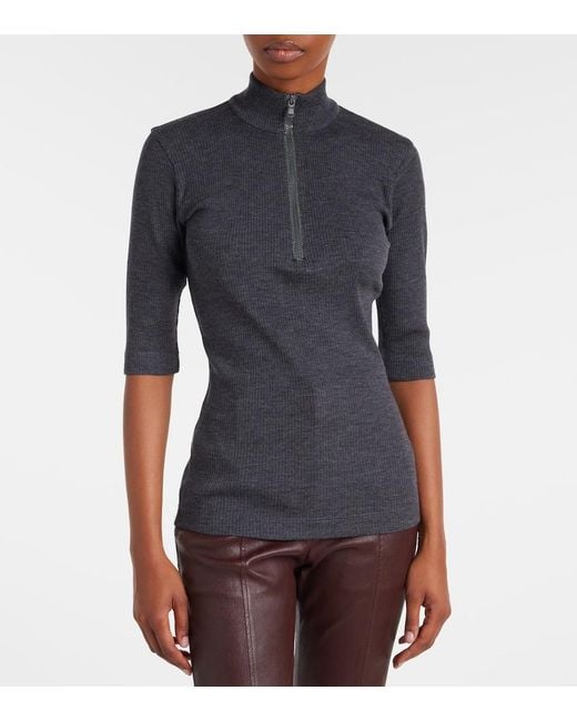 Brunello Cucinelli Black Wool Zip-Up Sweater