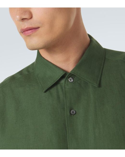 Zegna Green Linen Shirt for men