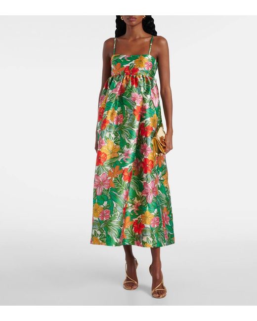 Abito Lungo Amelia Con Stampa di ALÉMAIS in Green