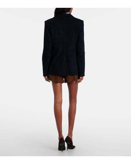Stouls Blue Suede Double-Breasted Blazer