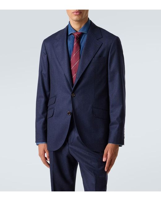 Brunello Cucinelli Blue Virgin Wool Suit for men