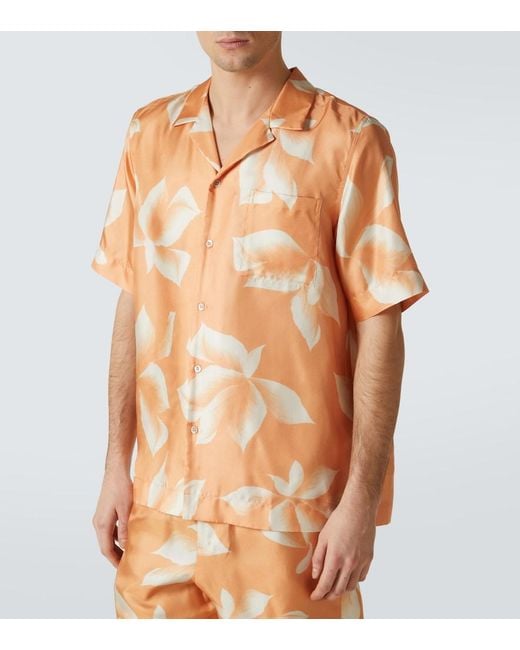 Dries Van Noten Orange Silk Shirt for men
