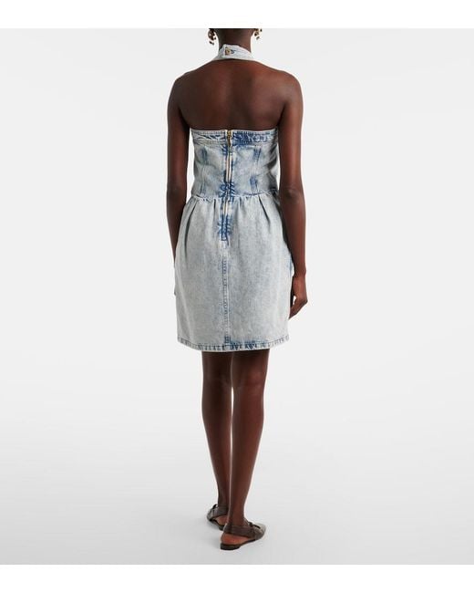 Patou Blue Halterneck Denim Minidress