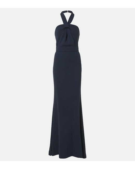 Elie Saab Blue Halterneck Cady Gown