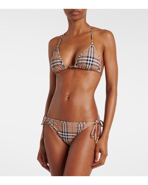 Bikini Triangular Con Check Burberry de color White