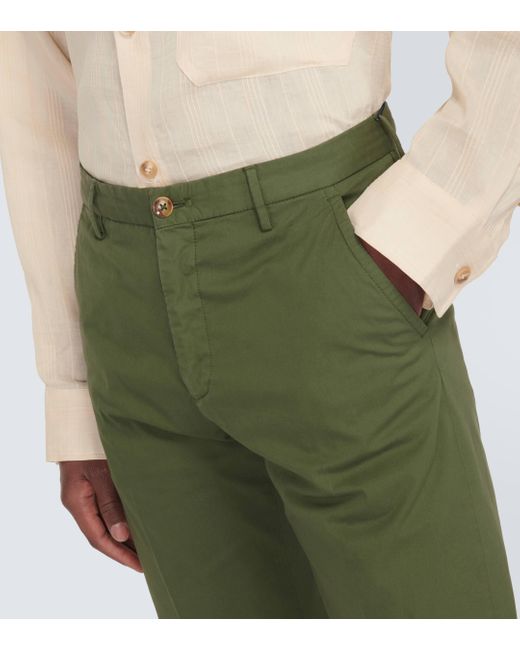 Incotex Green Cotton-blend Straight Pants for men