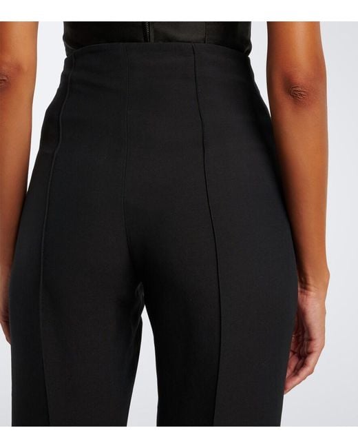Roland Mouret Blue Wool And Silk Cropped Slim Pants