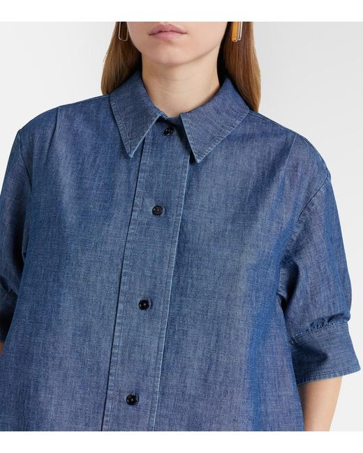 Jil Sander Blue Cotton Chambray Shirt Dress