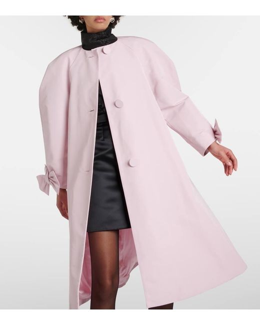 Nina Ricci Pink Bow-detail Boxy Taffetta Coat