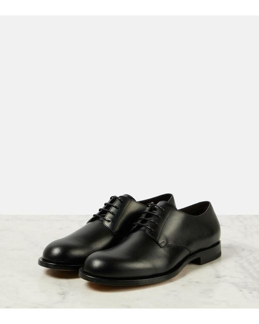 The Row Black Novus Leather Derby Shoes