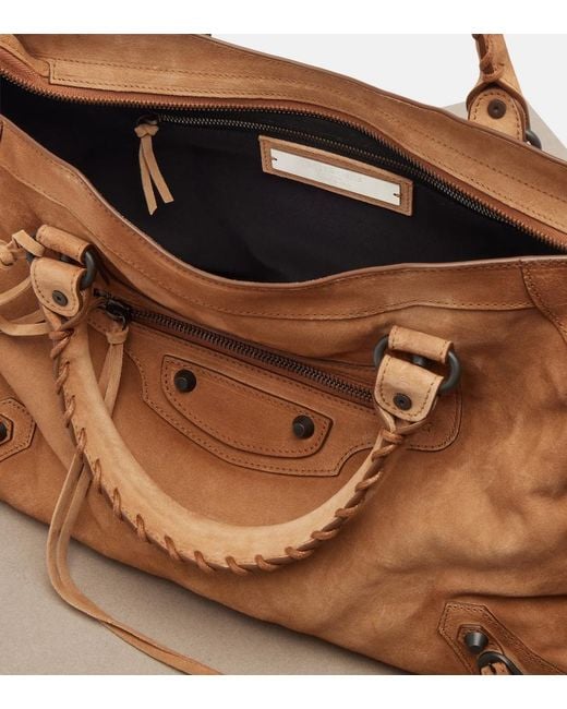 Balenciaga Brown Le City Medium Suede Top-Handle Bag