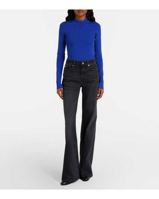 7 For All Mankind Blue Lotta Wide-Leg Jeans