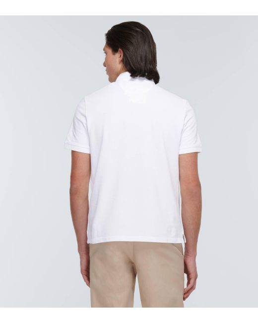 Valentino White Vlogo Embroidered Pique Polo Shirt for men