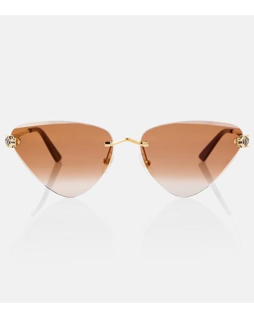 Cartier Brown Panthere De Cartier Cat-Eye Sunglasses