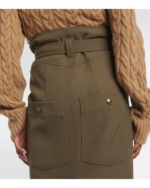 Tod's Green Wool Midi Skirt