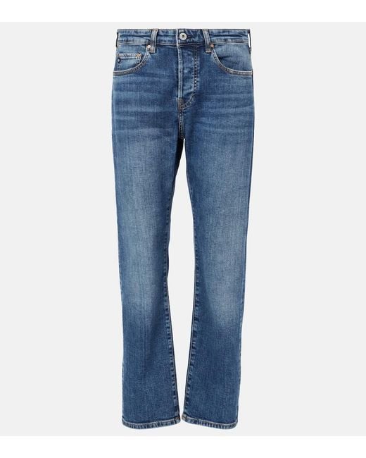 AG Jeans Blue American Low-Rise Straight Jeans