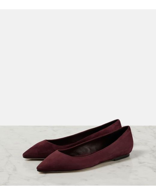 Jimmy Choo Red Ballerinas Romy Aus Veloursleder