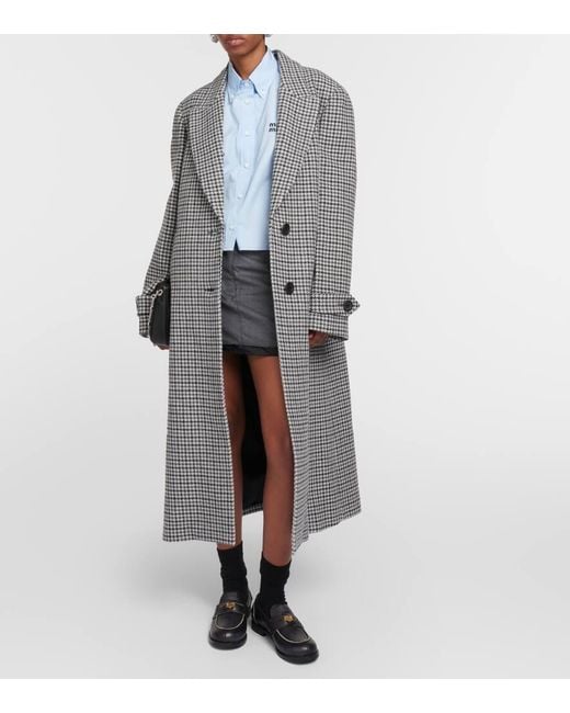 Miu Miu Gray Single-Breasted Virgin Wool Coat