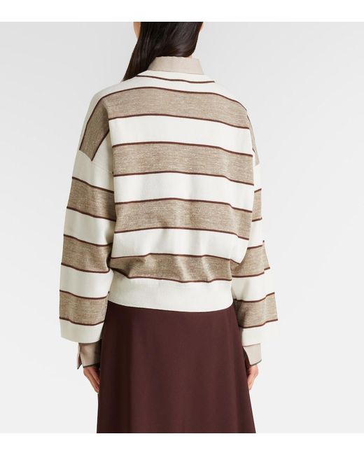 Brunello Cucinelli Natural Striped Wool, Cashmere, And Silk Sweater