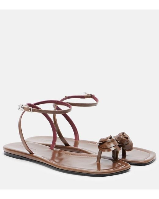 Magda Butrym Brown Floral-Applique Leather Sandals