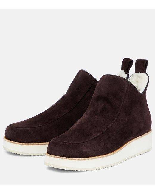 Gabriela Hearst Brown Harry Shearling-Lined Suede Ankle Boots