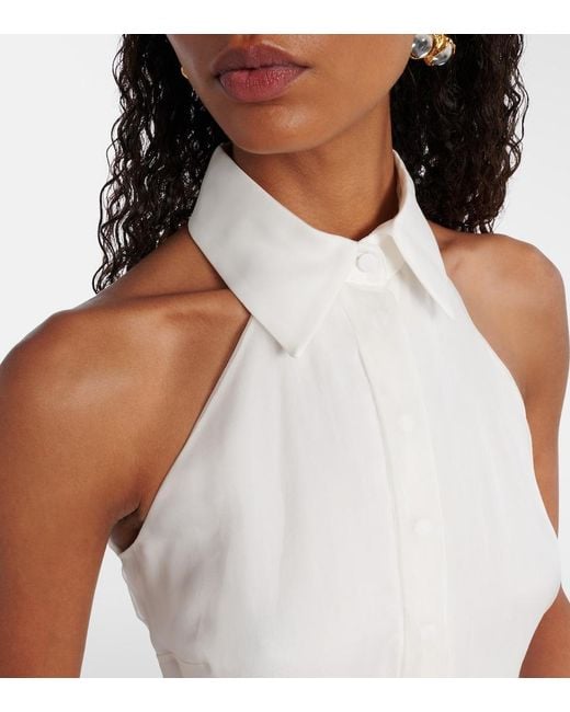 Max Mara White Bridal Tunca Semi-Sheer Silk Jumpsuit