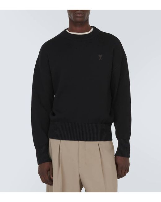 Jersey de algodon y lana AMI de hombre de color Black