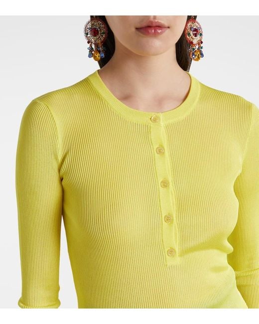 Dolce & Gabbana Yellow Ribbed-Knit Sweater
