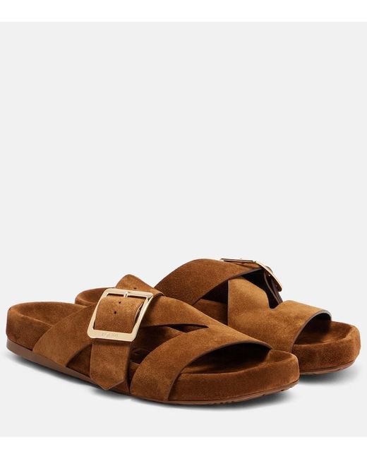 Loewe Brown Sandalen Ease Buckle Aus Veloursleder