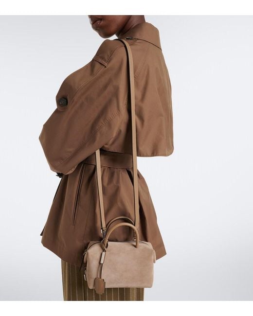 Max Mara Brown Small Suede Top-Handle Bag