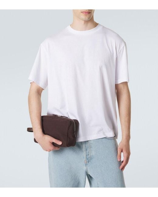 The Row Brown Astra Leather-Trimmed Canvas Pouch for men
