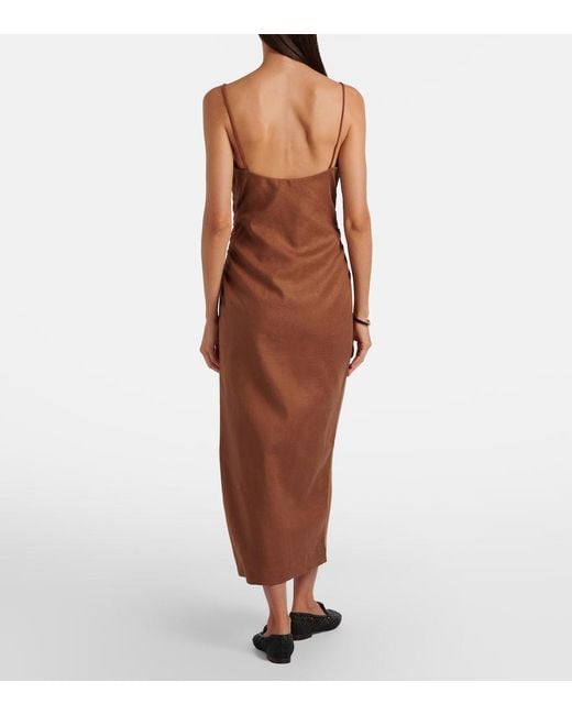 Sir Brown Linen Midi Dress