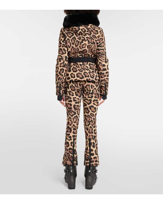 Goldbergh Black Fierce Leopard-print Faux Fur Down Jacket
