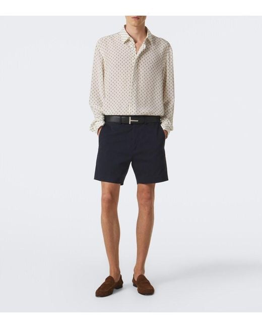 Tom Ford Blue Cotton Twill Shorts for men