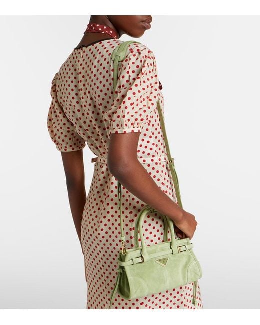 Prada Green Bonnie Mini Suede Top-Handle Bag