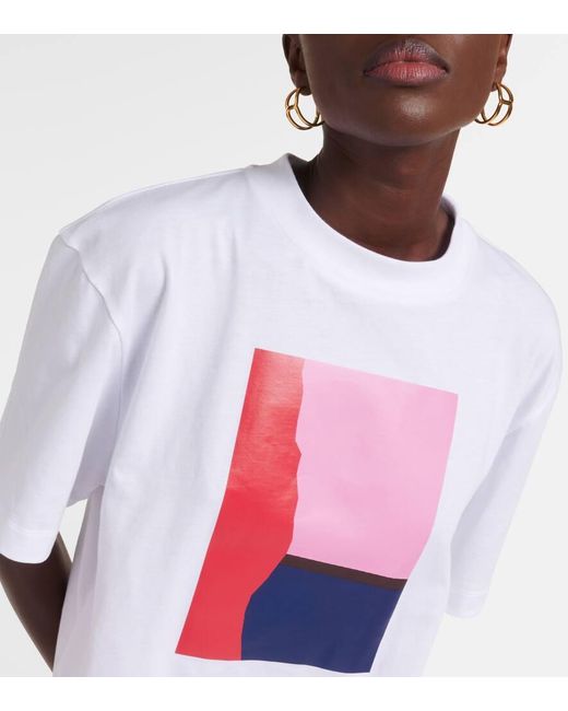 Plan C White Bedrucktes T-Shirt aus Baumwoll-Jersey