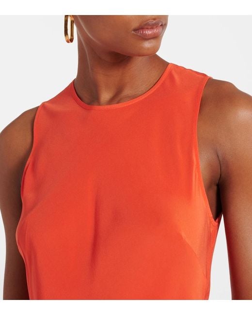 Asceno Orange Valencia Silk Maxi Dress