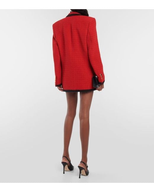 Alessandra Rich Red Wool-Blend Boucle Jacket