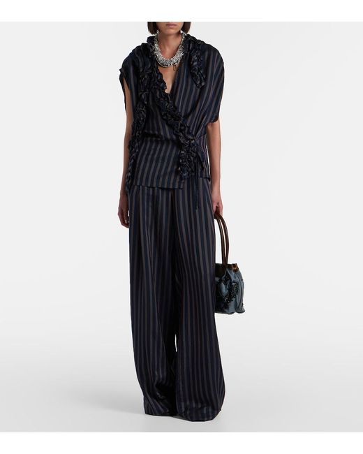 Dries Van Noten Black Embellished Twill Shoulder Bag