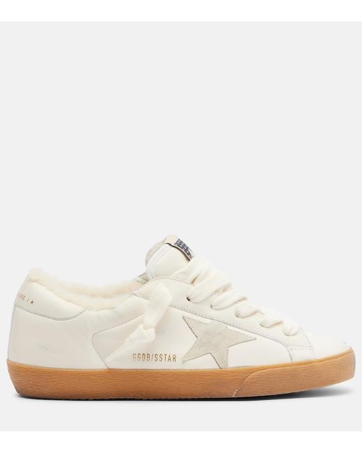 Golden Goose Deluxe Brand White Super-Star Shearling-Lined Leather Sneakers
