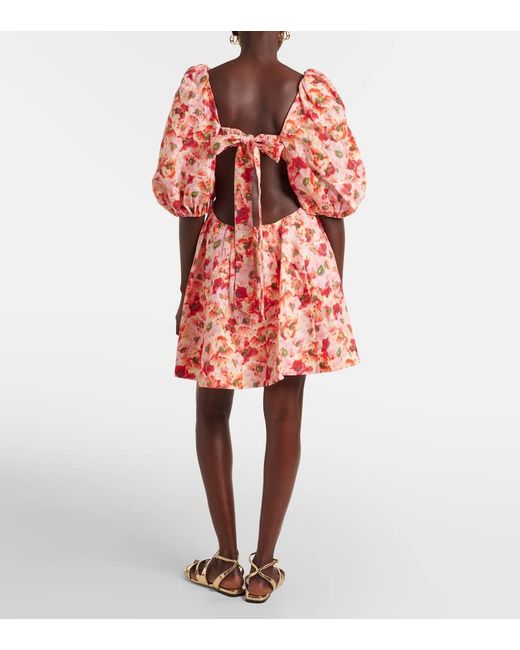 Zimmermann Red Minikleid Lightburst Aus Leinen