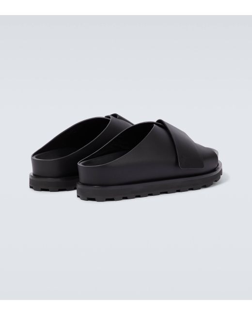 Jil Sander Black Leather Slides for men