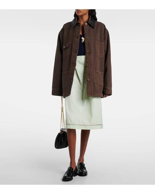 Prada Brown Leather-Trimmed Cotton Canvas Field Jacket