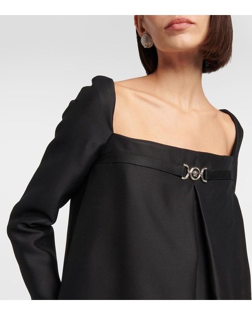Versace Black Medusa Detail Wool And Silk Blend Cocktail Dress