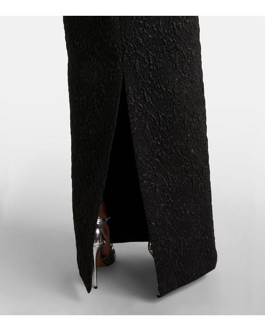 Emilia Wickstead Black Off-Shoulder-Robe Sima Aus Cloque