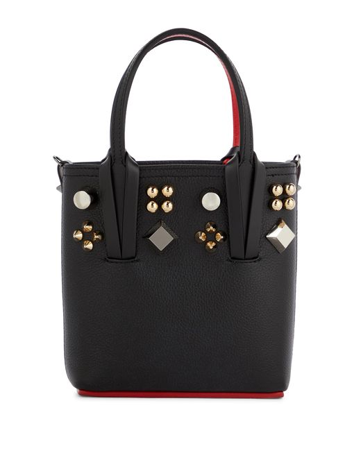 Christian Louboutin Cabata Mini Embellished Leather Tote in Black | Lyst